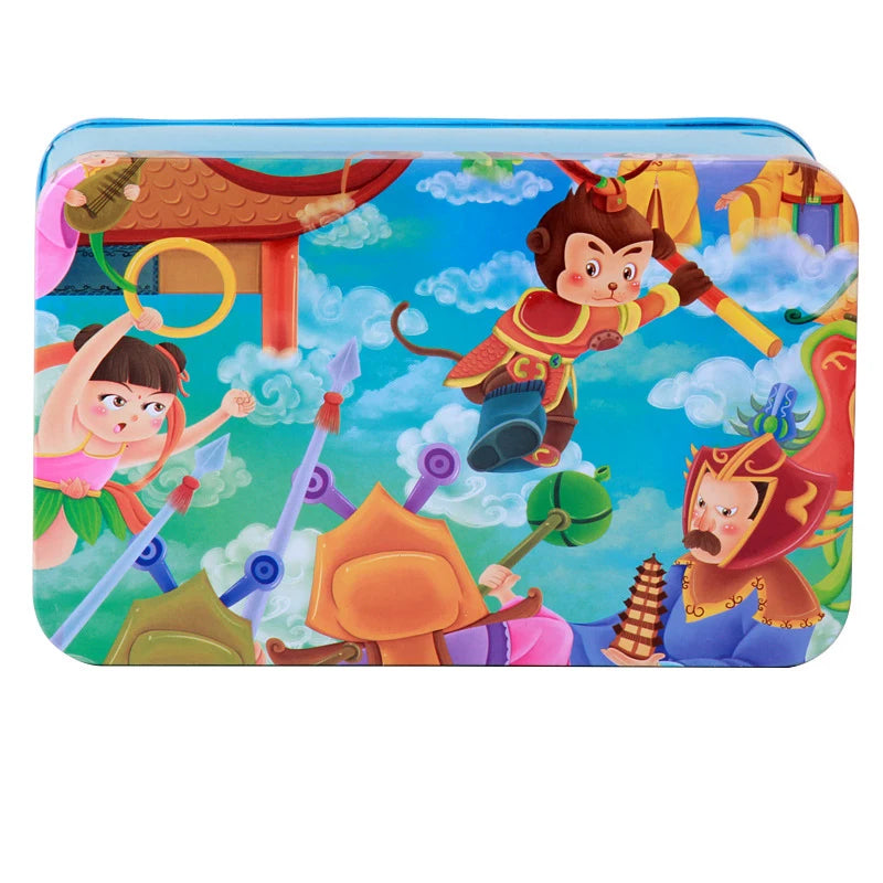 200pcs Baby Cartoon Puzzle Iron Box Wooden Animal/Space/Diving Puzzles Educational Toy Wooden Puzzle Jigsaw Toy for Children-15