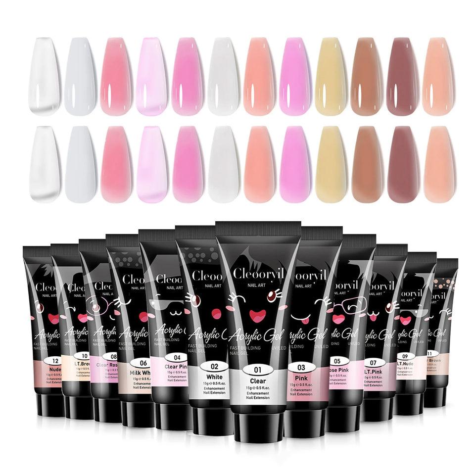 15ml 30ml Cute Style Acrylic Gel Quick Building Poly Nail Gel Soak off UV LED Nail Gel for DIY Permanent Extension-2