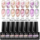 MTSSII 7ml Rose Glitter UV LED Soak Off Nail Magnetic Gel  Nail Art DIY Pink Cat Eye Gel Nail Polish Bright Shimmer Polish-5