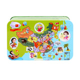 200pcs Baby Cartoon Puzzle Iron Box Wooden Animal/Space/Diving Puzzles Educational Toy Wooden Puzzle Jigsaw Toy for Children-11