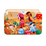 200pcs Baby Cartoon Puzzle Iron Box Wooden Animal/Space/Diving Puzzles Educational Toy Wooden Puzzle Jigsaw Toy for Children-9