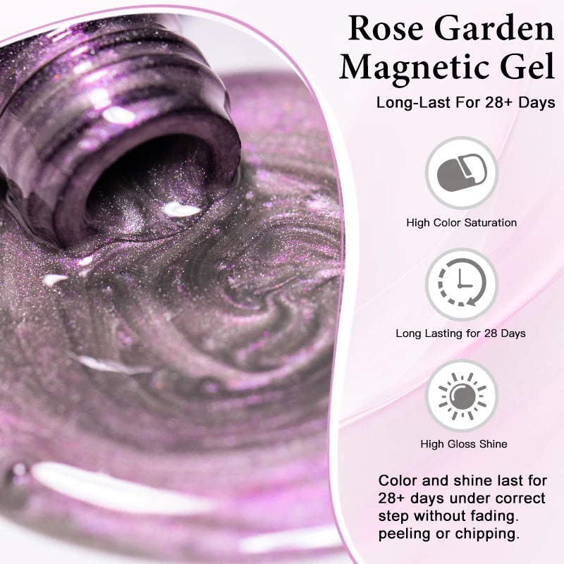 MTSSII 7ml Rose Glitter UV LED Soak Off Nail Magnetic Gel  Nail Art DIY Pink Cat Eye Gel Nail Polish Bright Shimmer Polish-3