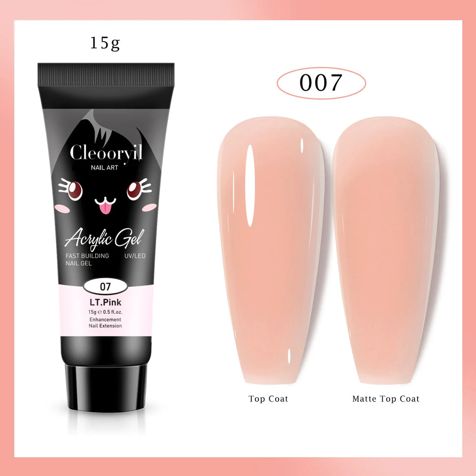15ml 30ml Cute Style Acrylic Gel Quick Building Poly Nail Gel Soak off UV LED Nail Gel for DIY Permanent Extension-19