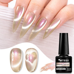 MTSSII 7ml Rose Glitter UV LED Soak Off Nail Magnetic Gel  Nail Art DIY Pink Cat Eye Gel Nail Polish Bright Shimmer Polish-10
