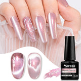 MTSSII 7ml Rose Glitter UV LED Soak Off Nail Magnetic Gel  Nail Art DIY Pink Cat Eye Gel Nail Polish Bright Shimmer Polish-8