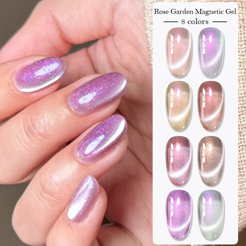 MTSSII 7ml Rose Glitter UV LED Soak Off Nail Magnetic Gel  Nail Art DIY Pink Cat Eye Gel Nail Polish Bright Shimmer Polish-2