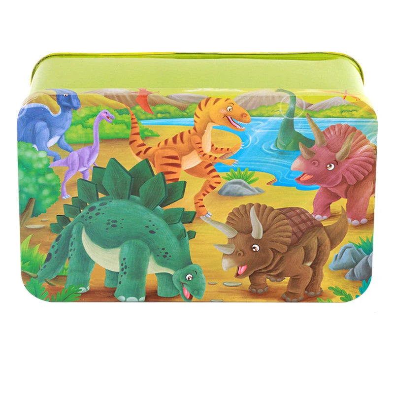 200pcs Baby Cartoon Puzzle Iron Box Wooden Animal/Space/Diving Puzzles Educational Toy Wooden Puzzle Jigsaw Toy for Children-13